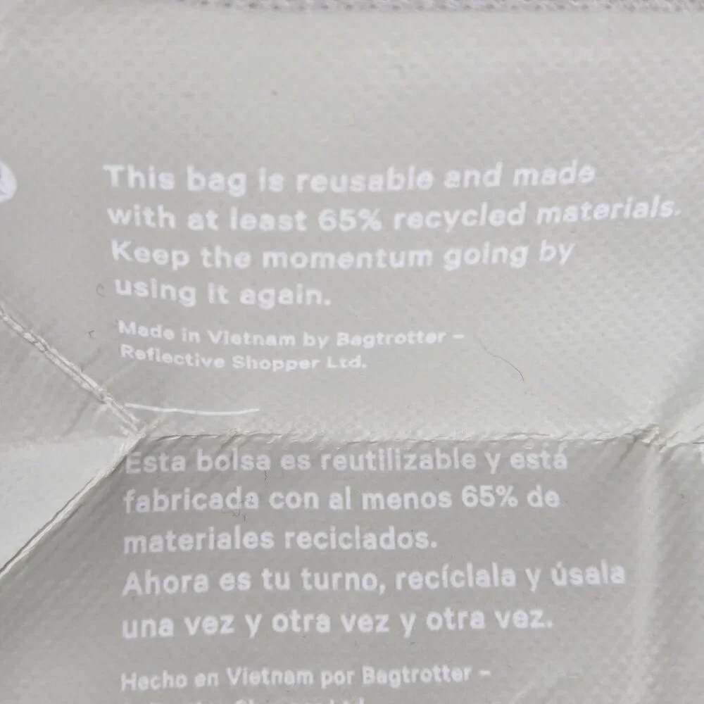 Lululemon White Reusable Tote Bag with Logo Double Handles Snap Top Closure